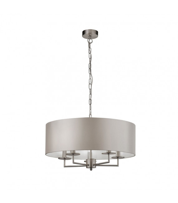 Anhänger Knightsbridge Flussstahl Satinsilber 5 Glühbirnen 31cm