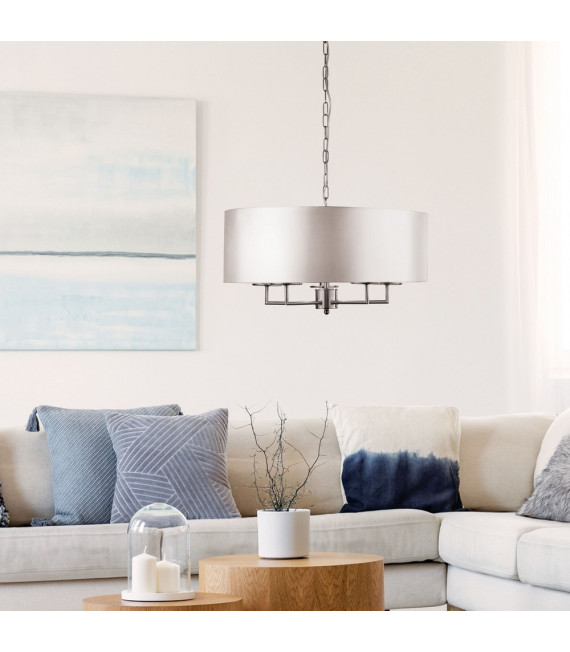 Ciondolo Knightsbridge Acciaio dolce Argento satinato 5 lampadine 31cm
