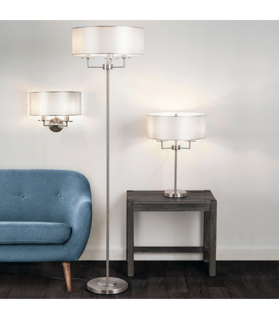 Lampada da tavolo Knightsbridge in acciaio dolce argento satinato 3 luci 54,5 cm