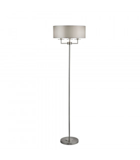 Knightsbridge Stehlampe Baustahl Satinsilber 3 Glühbirnen 156cm