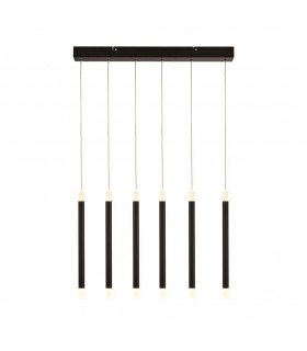 Wands integrierte LED-Deckenleuchte Acryl, Baustahl Mattschwarz, gefrostet 6 Glühbirnen 43cm