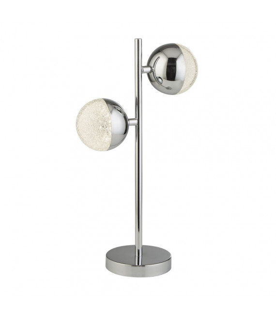 Murmelkugel-Tischlampe Baustahl Chrom 2 Glühbirnen 45cm