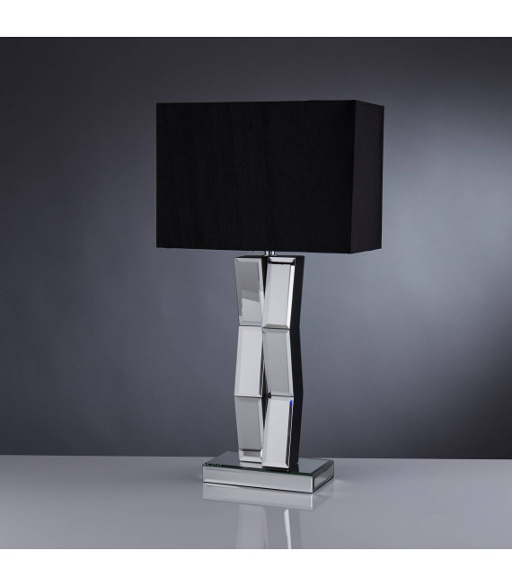 Spiegeltischlampe Schwarzglas, Spiegel 1 Glühbirne 60cm