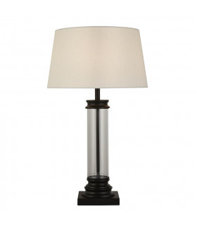 Lampada da tavolo con piedistallo Vetro, plastica, tessuto, acciaio dolce bianco, nero, trasparente 1 lampadina 49,5 cm