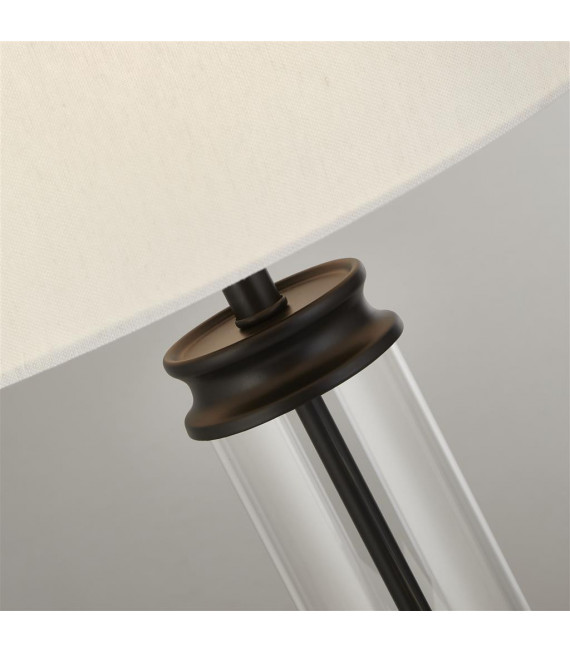 Pedestal table lamp Glass, plastic, fabric, mild steel white, black, Transparent 1 bulb 49.5cm