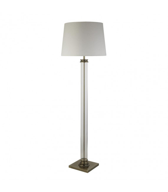 Lampada da terra Piedistallo Vetro, plastica, tessuto, acciaio dolce Rame antico, crema, Trasparente 1 lampadina 156cm