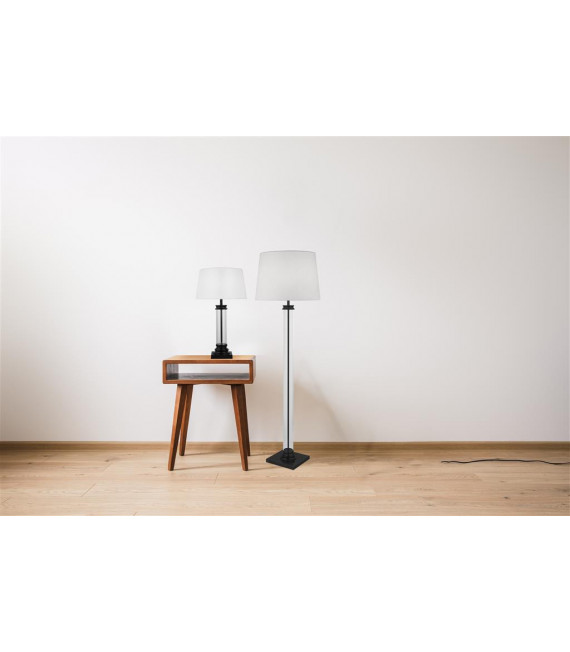 Lampadaire Pedestal Verre,plastique,tissu,acier doux blanc,noir,Transparent 1 ampoule 156cm