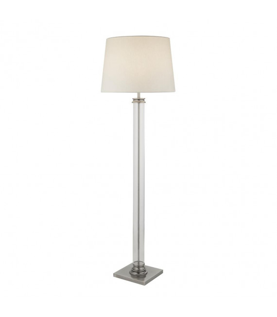Lampada da terra con piedistallo Vetro, plastica, tessuto, acciaio dolce Argento satinato, crema, trasparente 1 lampadina 156 cm