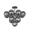 Plafonnier Berry 13 ampoules Verre,acier doux Chrome,fumé