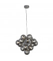 Suspension Berry Verre,acier doux Chrome,fumé 17 ampoules 36cm