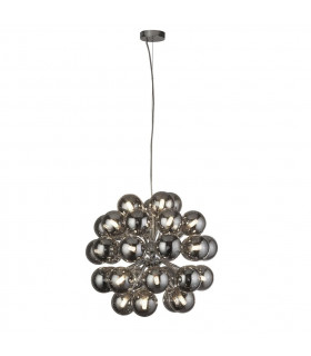Pendente Berry Glass, acciaio dolce Cromo, fumè 27 lampadine 51cm