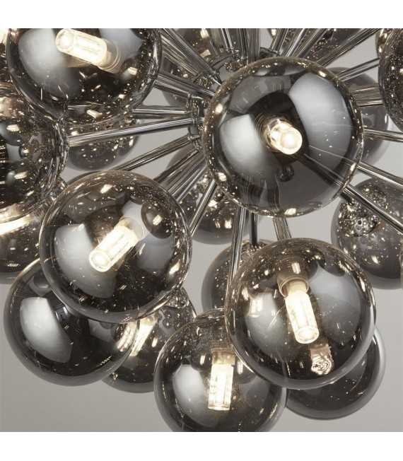 Pendente Berry Glass, acciaio dolce Cromo, fumè 27 lampadine 51cm