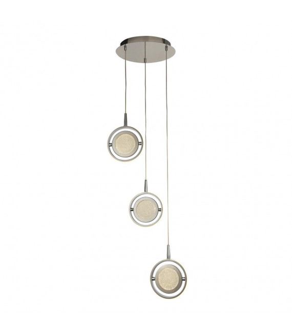 Gyroskop-Aufhängung Glas, Edelstahl, Silikonkautschuk, Baustahl Chrom, weiß, transparent 1 Birne 27,5cm