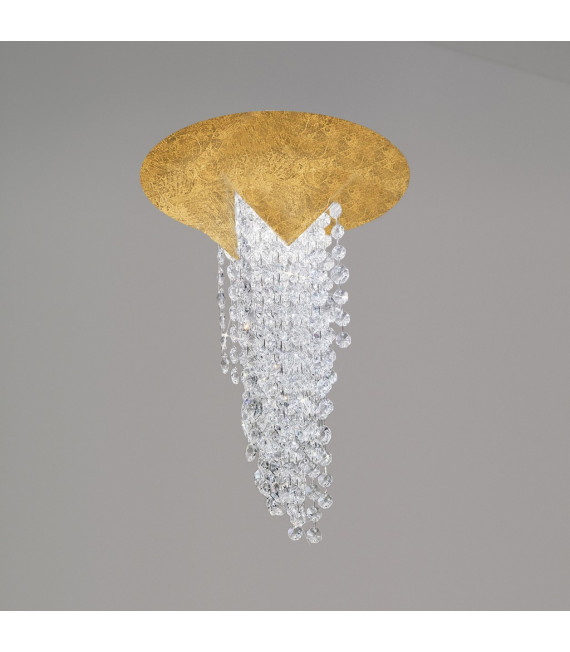 Plafonnier Design Fonte Feuille d'or 1 ampoule 34cm