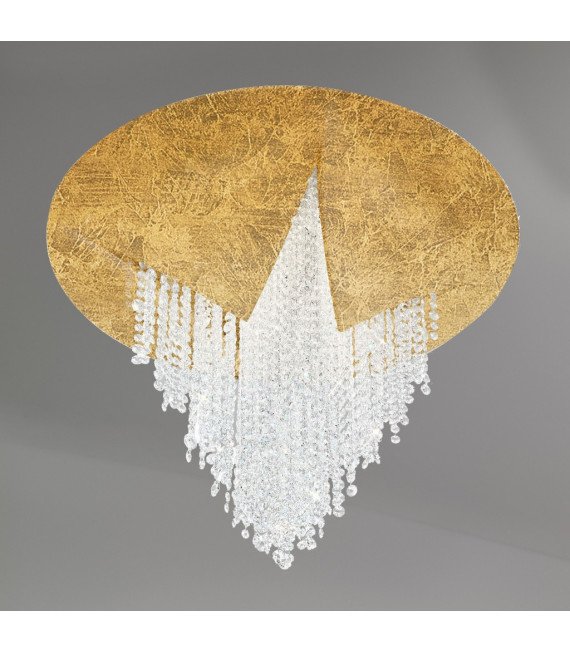 Plafón diseño hierro fundido hoja oro 1 bombilla 34cm