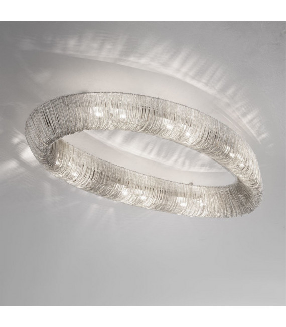 Plafonnier Cloud Chrome poli 12 ampoules 200cm