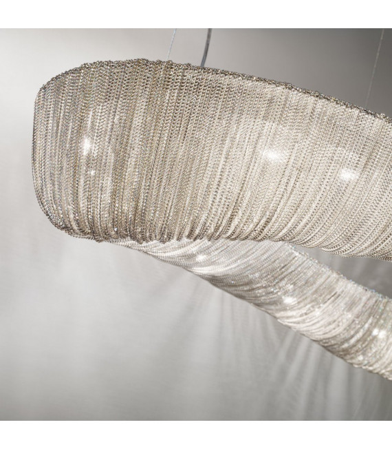 Deckenleuchte Cloud Poliertes Chrom 12 Glühbirnen 200cm