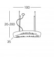 Plafonnier Cloud Chrome poli 12 ampoules 200cm