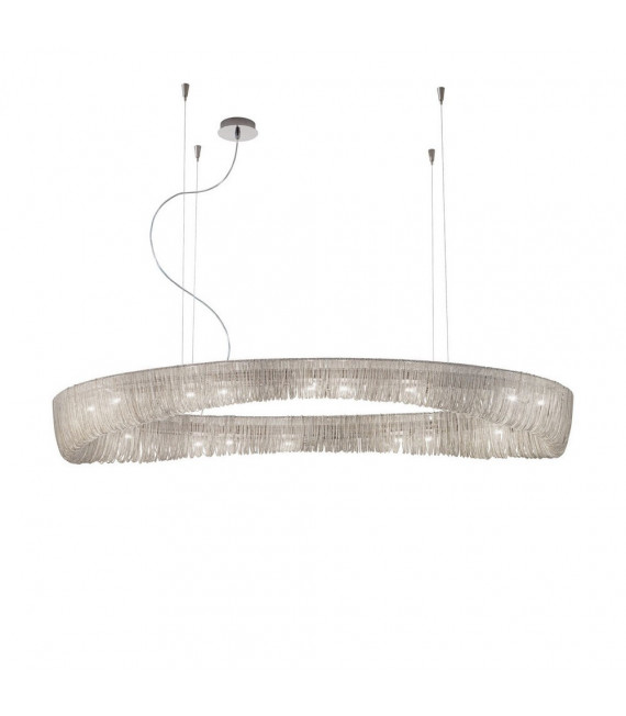 Plafonnier Cloud Chrome poli 20 ampoules 200cm