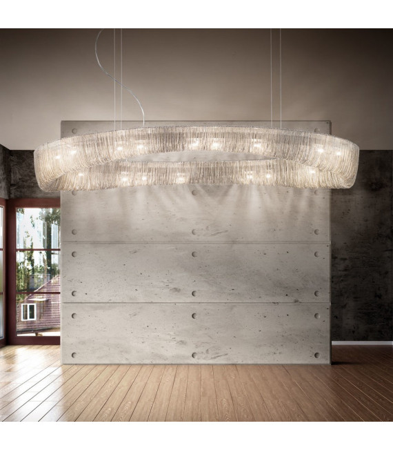 Ceiling light Cloud Polished chrome 20 bulbs 200cm