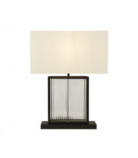 Lámpara de mesa Clarendon Vidrio, plástico, terciopelo, acero dulce blanco, Negro, Transparente 1 bombilla 37cm