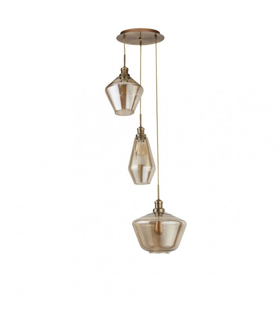 Mia pendant light Mild steel Antique brass 3 bulbs 150cm