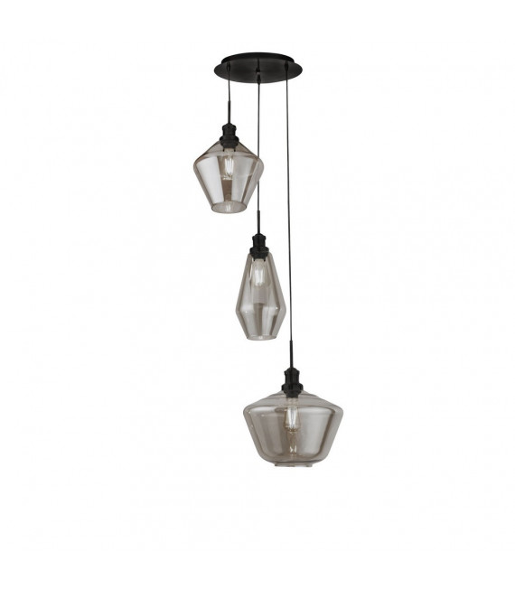 Mia pendant Mild steel Black 3 bulbs 150cm