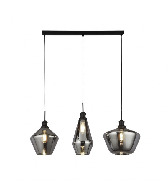 Mia pendant lamp 3 bulbs Glass, mild steel Smoked Black