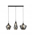 Mia pendant lamp 3 bulbs Glass, mild steel Smoked Black