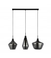 Suspension Mia 3 ampoules Verre,acier doux Fumé Noir