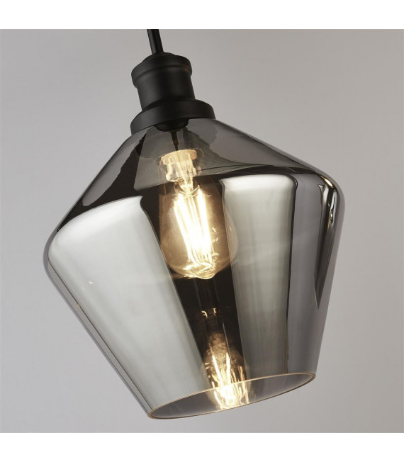 Lampada a sospensione Mia 3 lampadine Vetro, acciaio dolce Nero fumé