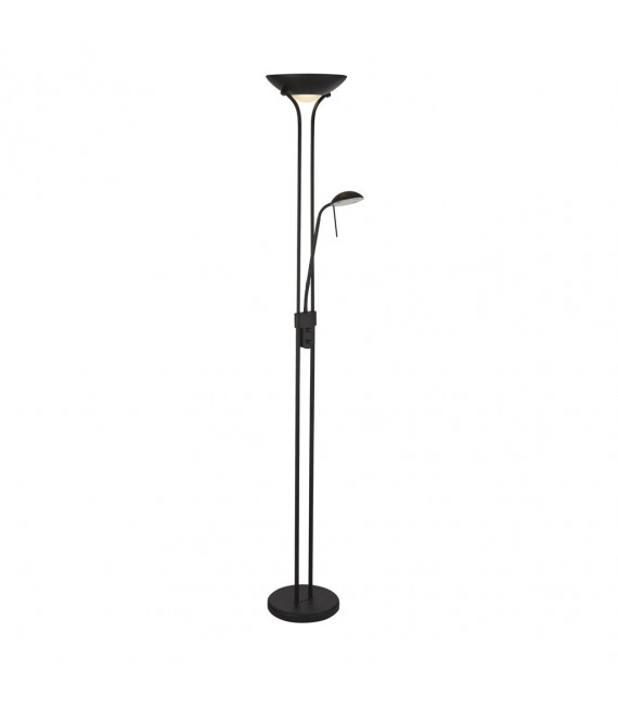 Stehlampe mit Leselicht Mother Glass, Acryl, Baustahl Mattschwarz 1 Glühbirne 180cm