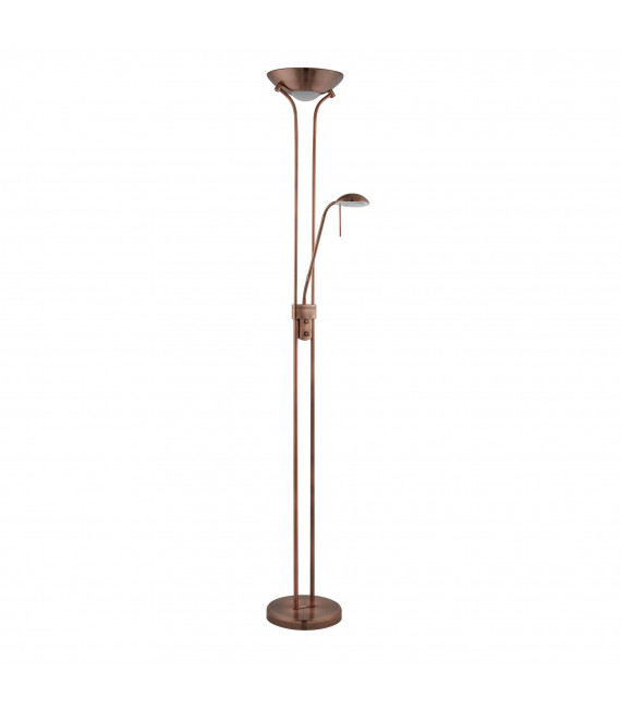 Lampadaire avec liseuse Métal Cuivre antique 1 ampoule 180cm