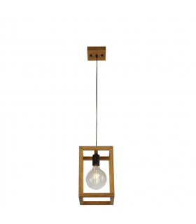 Suspension Square Plastique,bois tissé Noir,bois naturel 1 ampoule 30cm