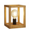 Table lamp Square 1 bulb Plastic, woven bamboo wood Black, natural wood
