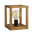 Table lamp Square 1 bulb Plastic, woven bamboo wood Black, natural wood
