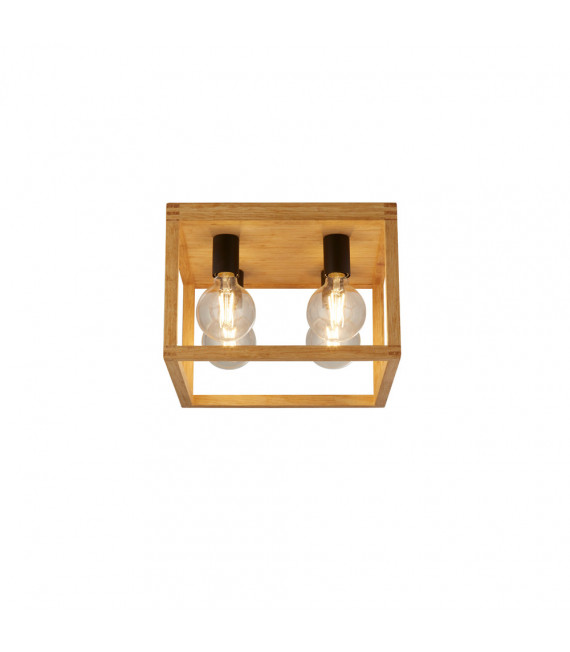 Plafonnier Square 4 ampoules Bambou Noir,bois naturel