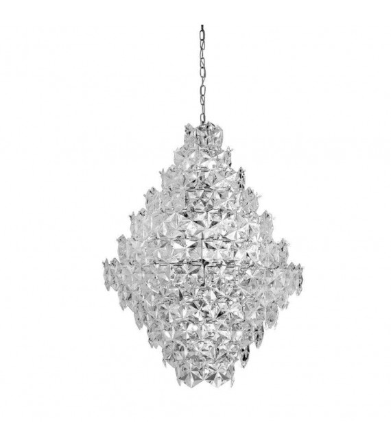 Chandelier Tiles Acier Chrome 17 ampoules 95cm