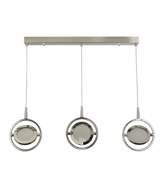 Gyroscope pendant light 1 bulb Glass, stainless steel, silicone rubber, mild steel Chrome, white, Clear