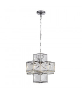 Suspension Glacier Acier doux Chrome 1 ampoule 30cm