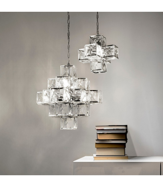 Glacier pendant Mild steel Chrome 1 bulb 30cm