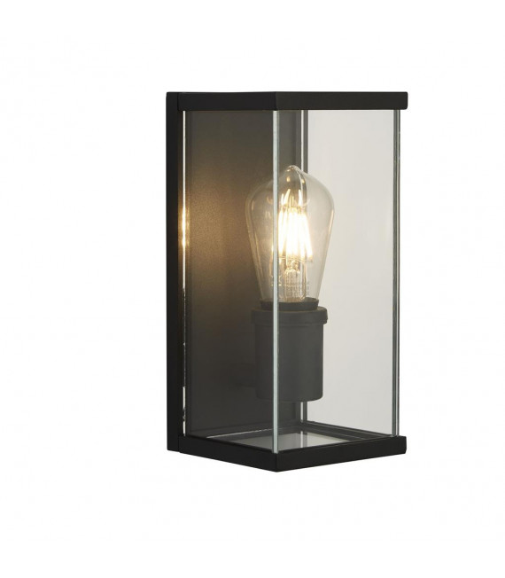 Bakerloo 1-Light Garden Lantern Glass, Aluminum Metal Casting, Black, Clear