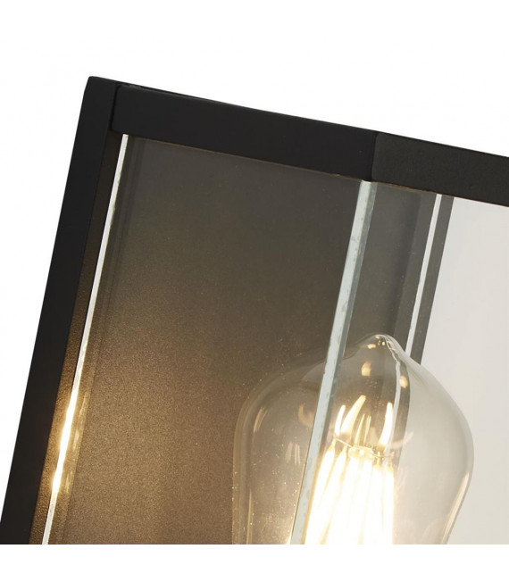 Bakerloo 1-Light Garden Lantern Glass, Aluminum Metal Casting, Black, Clear