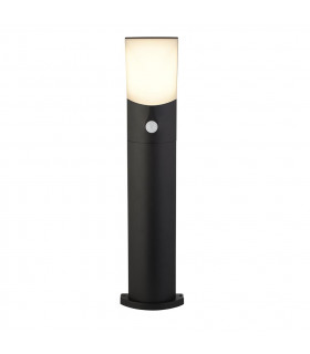 Bolardo de jardín Copenhagen Plástico, fundición de aluminio negro, blanco ópalo