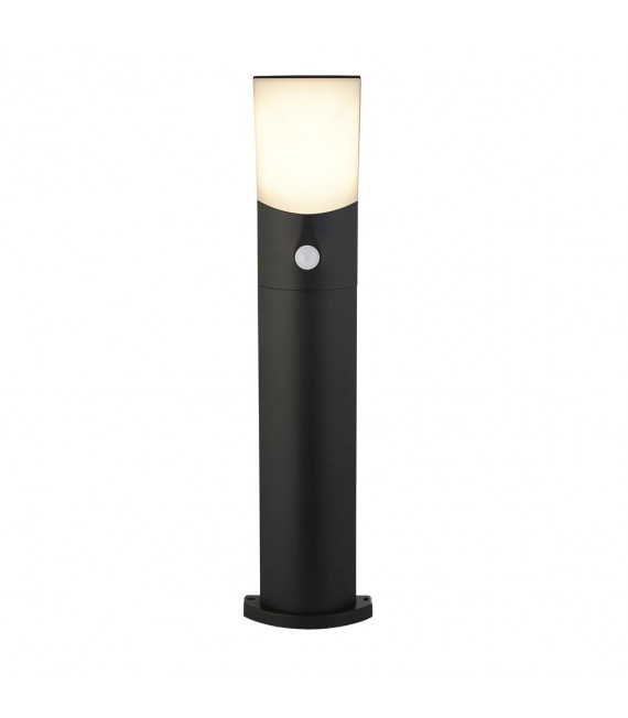 Bolardo de jardín Copenhagen Plástico, fundición de aluminio negro, blanco ópalo