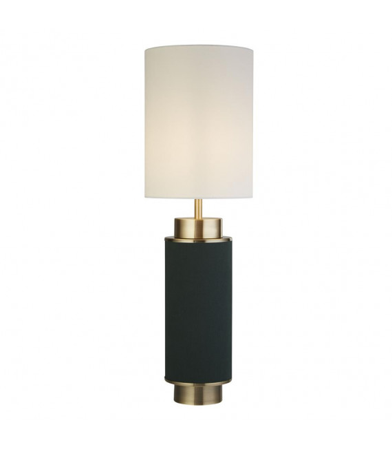 Flask Tischlampe Kunststoff, Stoff, Stahl weiß, Messing antik, grün 1 Glühbirne 49cm