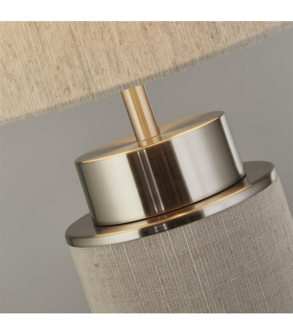 Lampada da tavolo Flask Plastica, tessuto, acciaio dolce Nichel bianco, finitura satinata, Hesse 1 lampadina 49cm