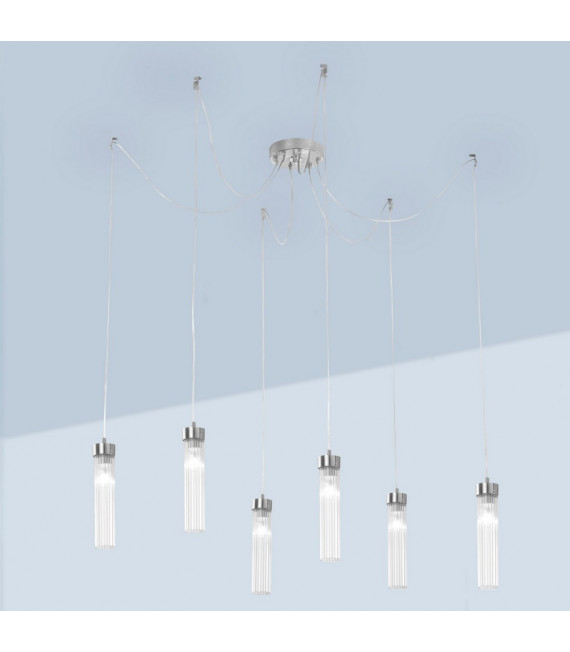 Lámpara colgante Raggio Hoja de plata 6 bombillas 28cm