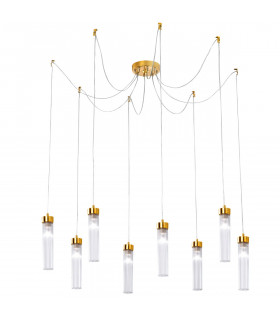 Lampada a sospensione Raggio Foglia oro 8 lampadine 28cm