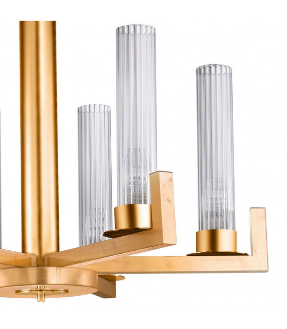 Raggio pendant lamp 6 bulbs gold leaf